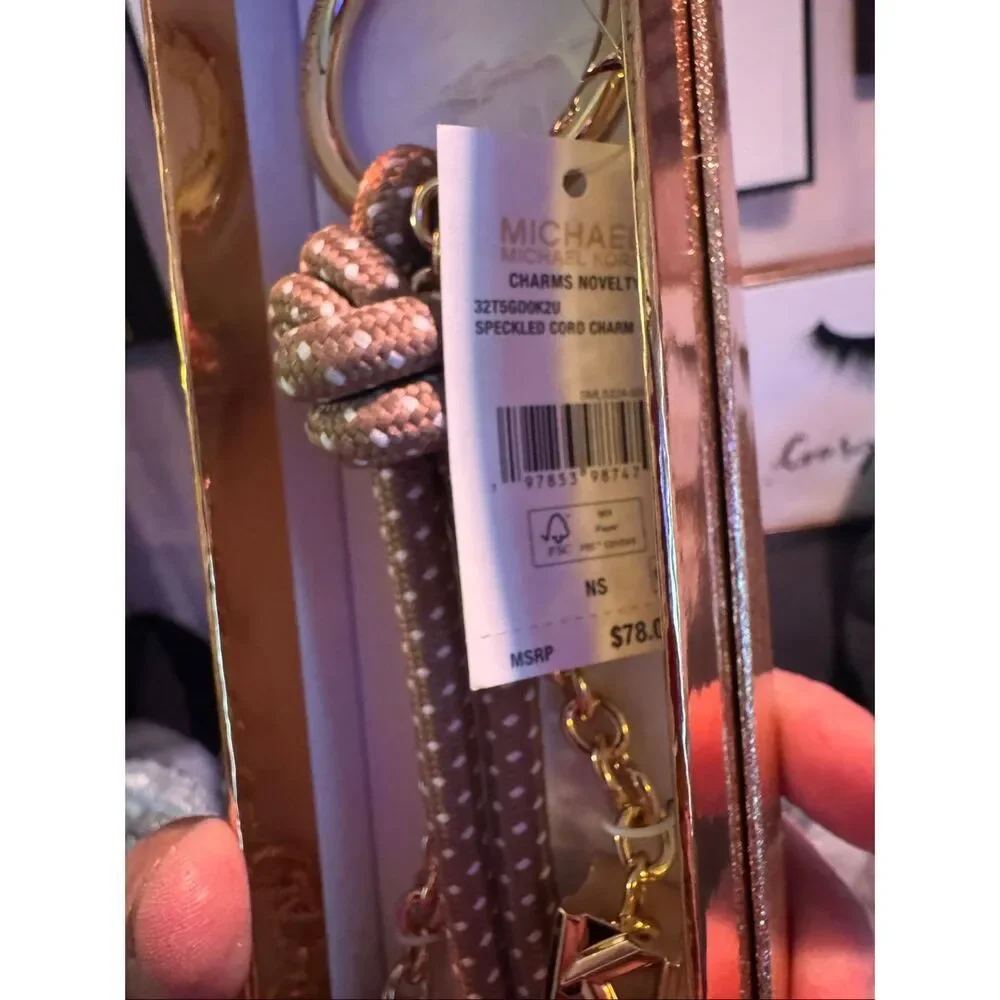 ️MK michael kors pave circle logo KEYCHAIN bag charm silver siganture no box